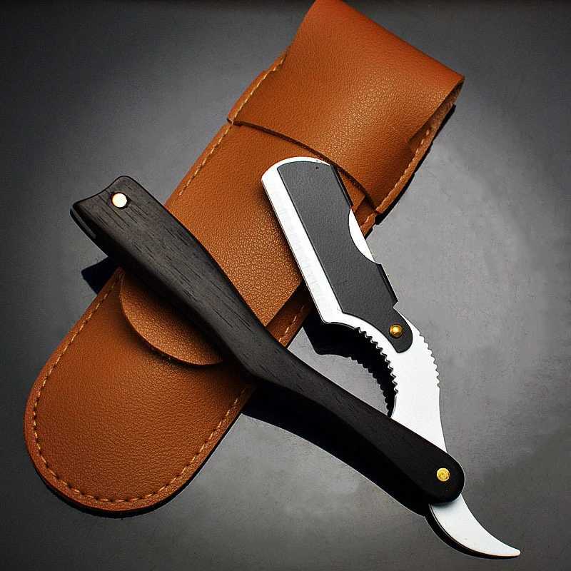 Barber Shop Professional Manual Straight Razor Men Shaving Razors Wood Handle With 10pcs Blade G1124M240814
