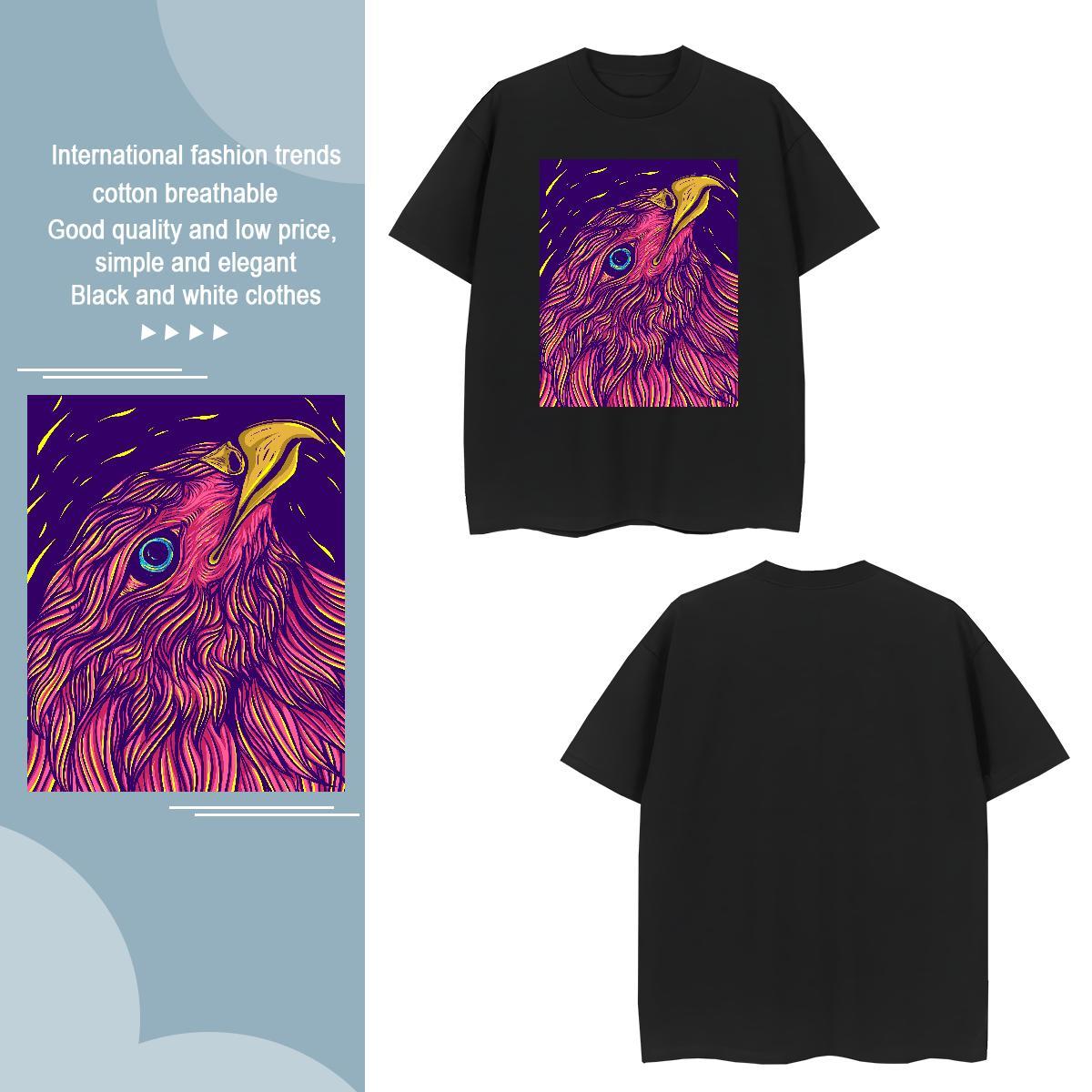 Wholesale T-Shirts eagle Breathable Anime Printing Street Skull 230g 100% Cotton Couples T Shirts 2024 New Tees