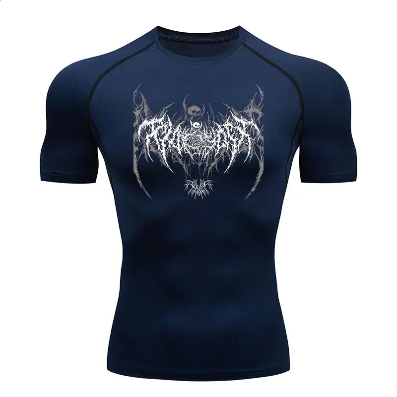 Y2K Compression Shirt Men Fitness Gym Skeleton Sport Running T-Shirt Rashgard Tops Tee Quick Dry Short Sleeve T-Shirt For Men 240813