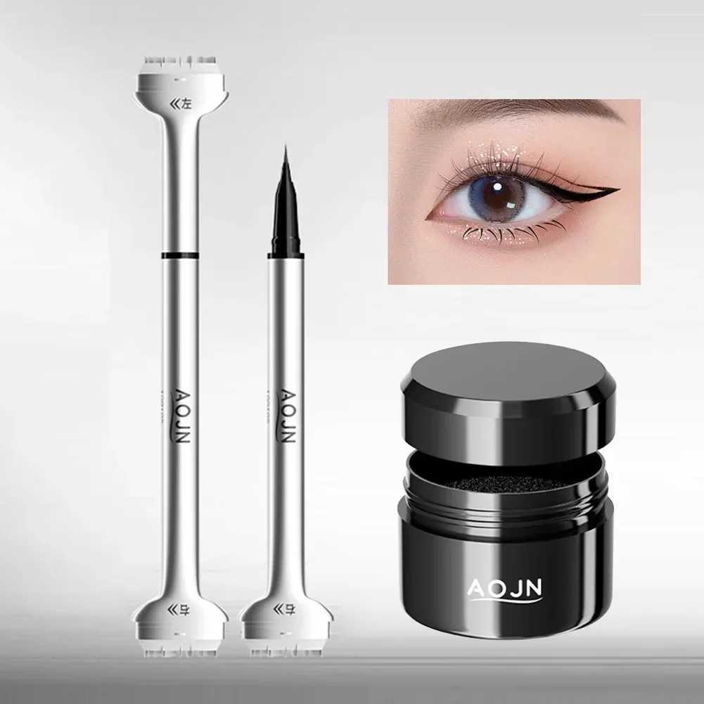 Double-ended Lazy Eyeliner Pen Waterproof Lower Eyelash Seal Fast Dry Black Eye Liner Pencil with Lower Lash Stamp Makeup Novice Y240813