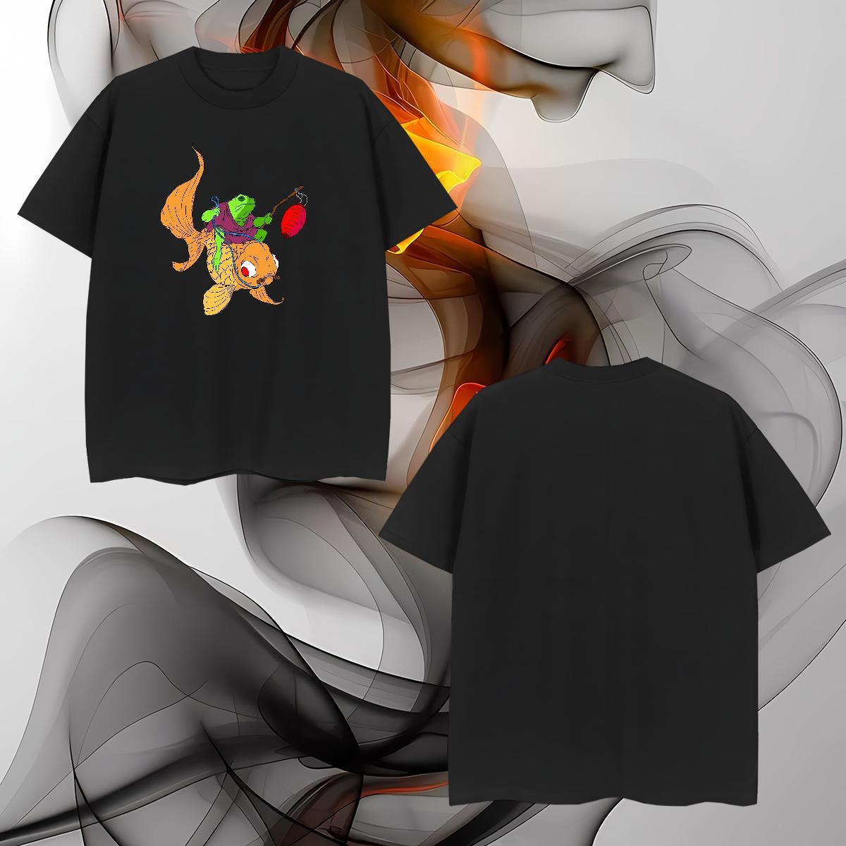 Wholesale T Shirt For Man fish Round Neck Short Sleeve Street Anime 230g 100% Cotton Mens Tshirts Classic Tops Tees