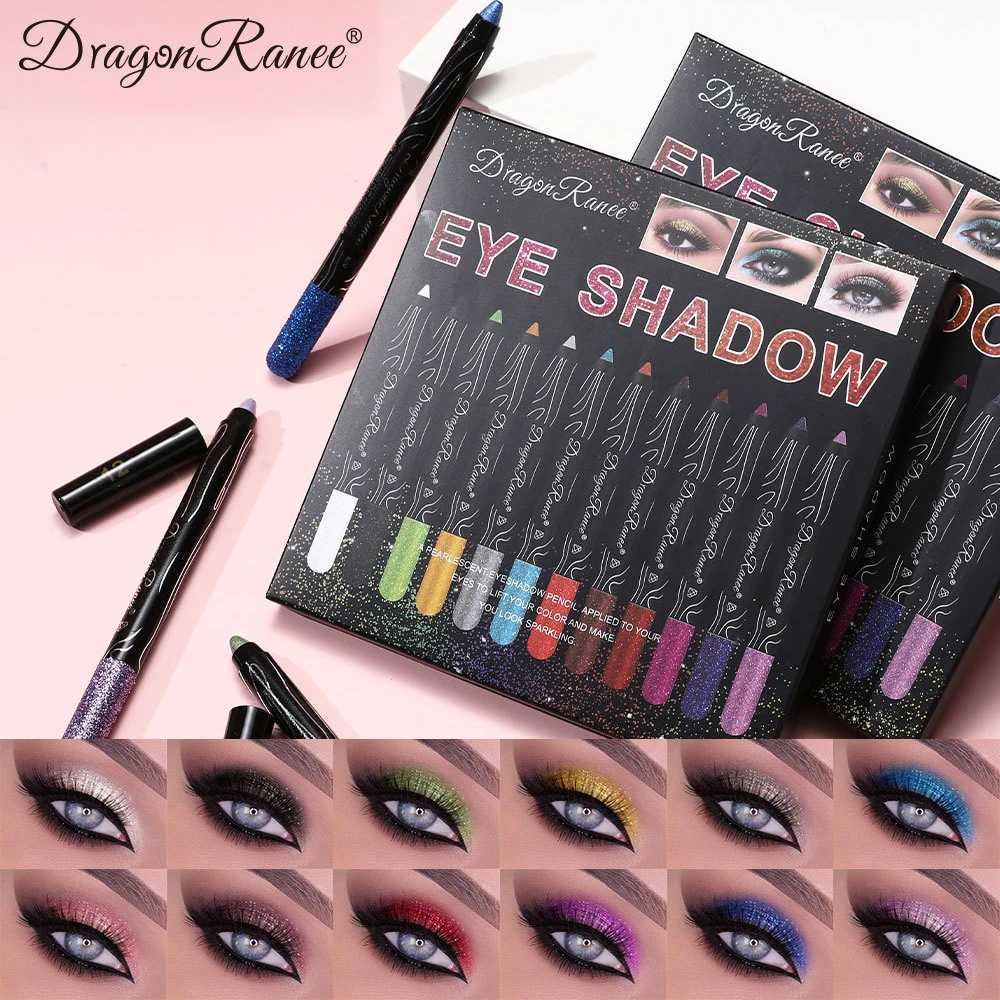 12Pcs/box Eyeshadow Pencil Set Eyeliner Pencil Gold Purple Blue Eye Shadow Glitter Silkworm Pen Eyes Pigment Waterproof Makeup Y240813