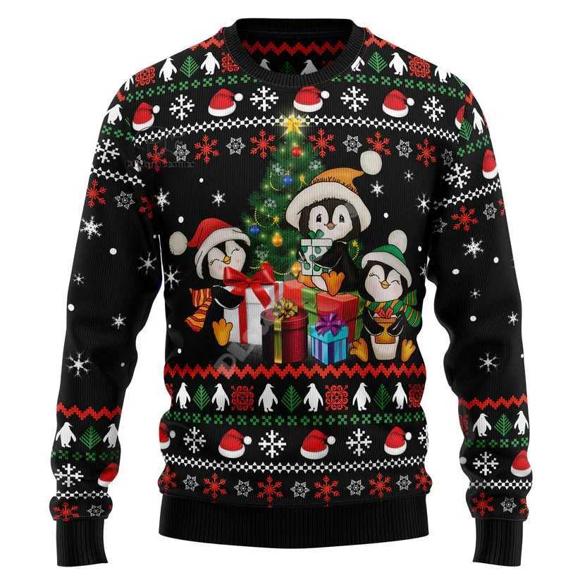 Santa Claus Cat Animal Color Tattoo Retro 3DPrint Fun Christmas Ugly Knitted Sweater Harajuku Casual Long Sleeve X17W240729