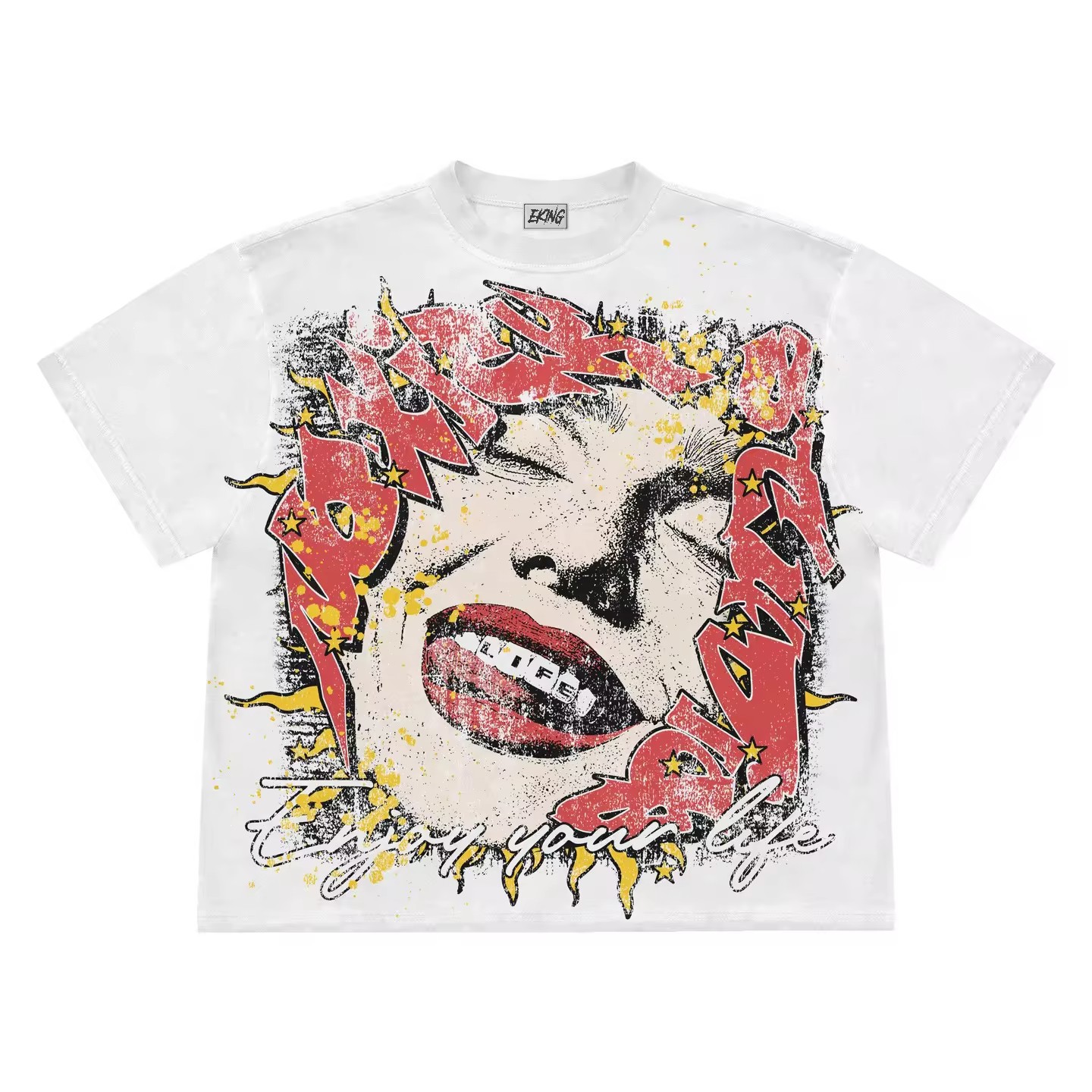 Oversized Men's Tee | Quirky Streetwear Printed Y2K Gothic Design | Relaxed Fit Round Neck Tops