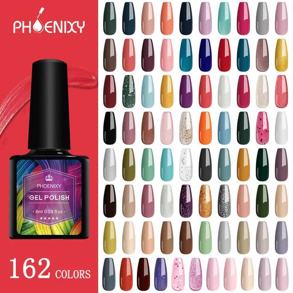 PHOENIXY 162 Colors 8ML Gel Nail Polish Hybrid UV Gel Varnish Semi Permanent Nail Art Design Soak Off LED UV Gel Nail VarnishesM240814