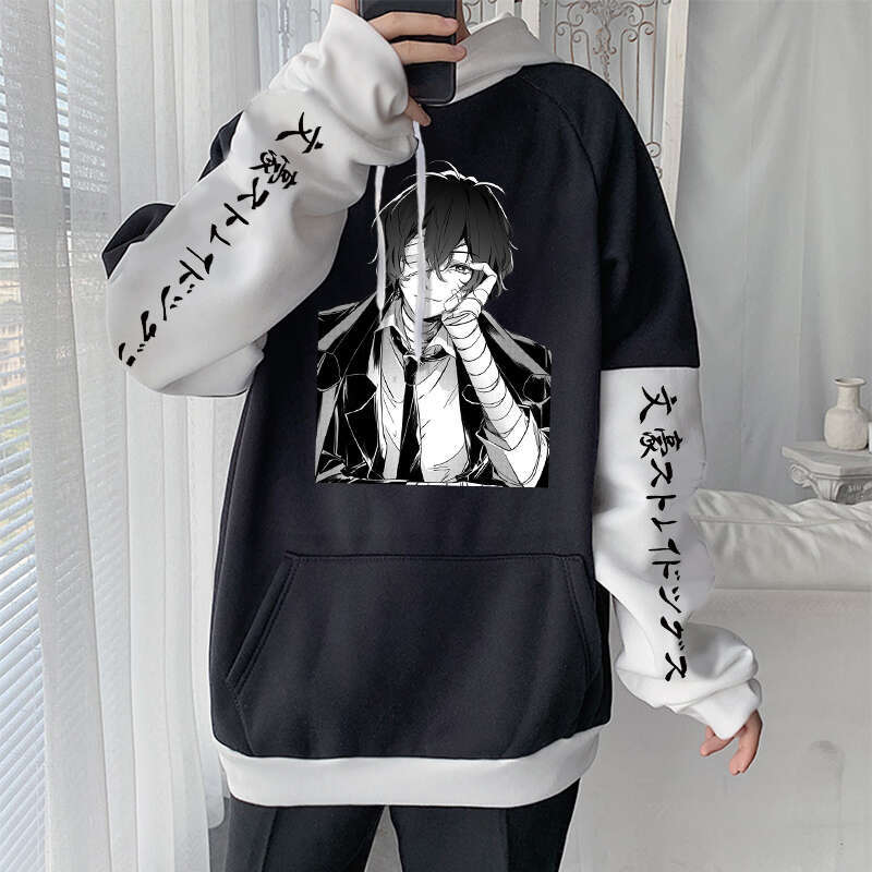 Bungo Anime Stray Dogs Hoodie Hip Hop Plus Size Patchwork Long Sleeve Sweatshirt Men Haruku Cool Osamu Dazai Manga Hoodies s