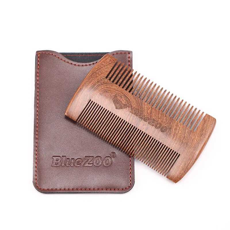 Beard care comb sandalwood mens beard comb double-sided beard comb set fashionable black and brown bags W240813