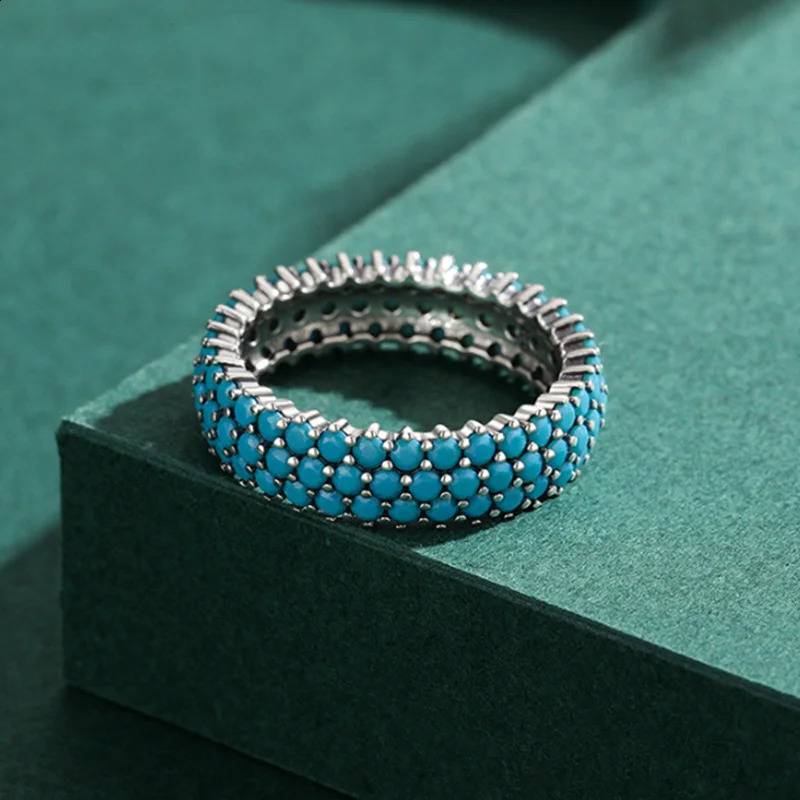 Turquoise Sterg Sier Rings for Women: Bohemian Style Jewelry 4