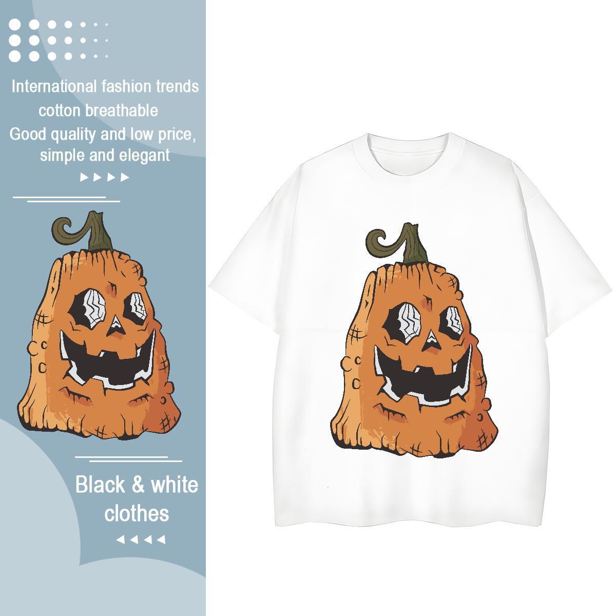 Designer T-Shirts Halloween Crew Neck Breathable Home Outdoor Customized 230g 100% Cotton Tshirts 2024 DIY Tees Shirts