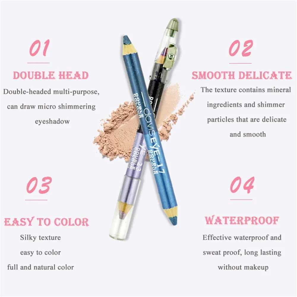 Double-headed eyeshadow Eyeliner Pencil lasting waterproof and not blooming shiny matte durable gel pen 20 color eye cosmetic Y240813