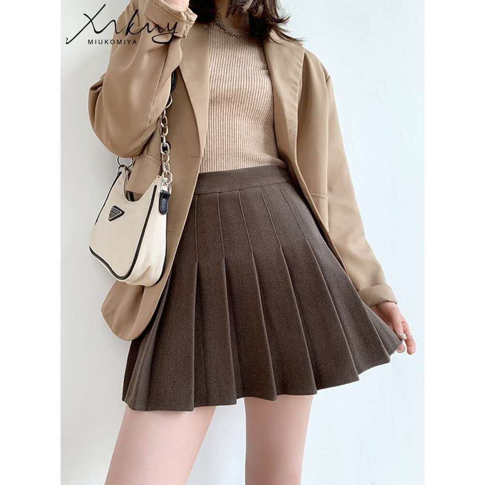 Autumn Wool Skirt For High Waist Mini Woolen Winter School Short Tennis Pleated Skirts With Shorts Women en s s