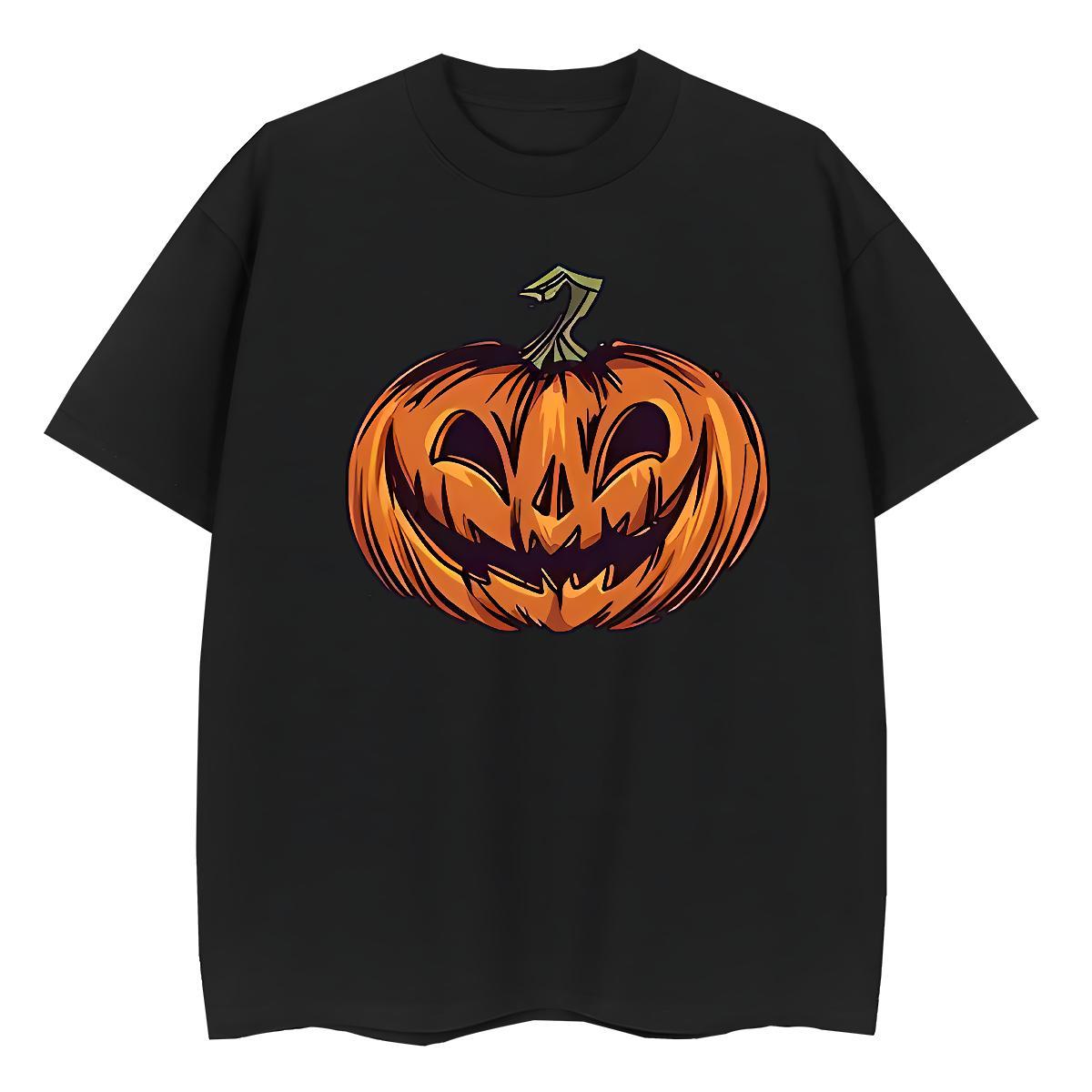 Classic Man T Shirts pumpkin Crew Neck Hip Hop DIY Anime 230g Cotton Men Clothes T-Shirt Free Shipping Tees