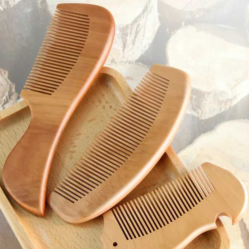 1 piece of wooden comb carving painting anti-static natural head massage handmade wooden comb hair styling tool W240813