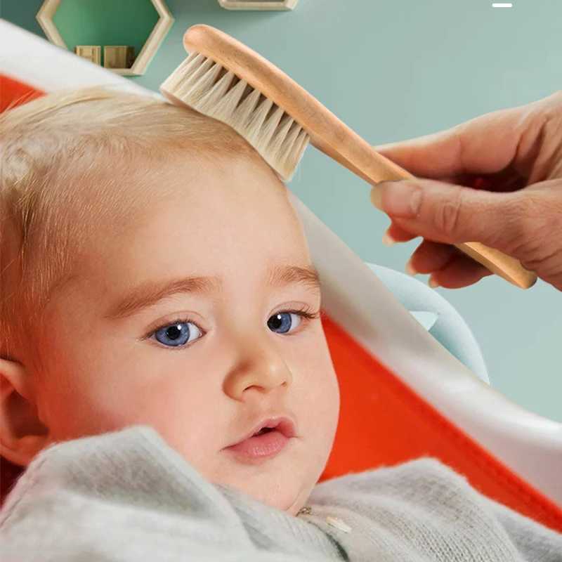 Baby Care Pure Natural Wool Soft Baby Wood Brush Comb Baby Brush Baby Brush Baby Hair Massage W240813