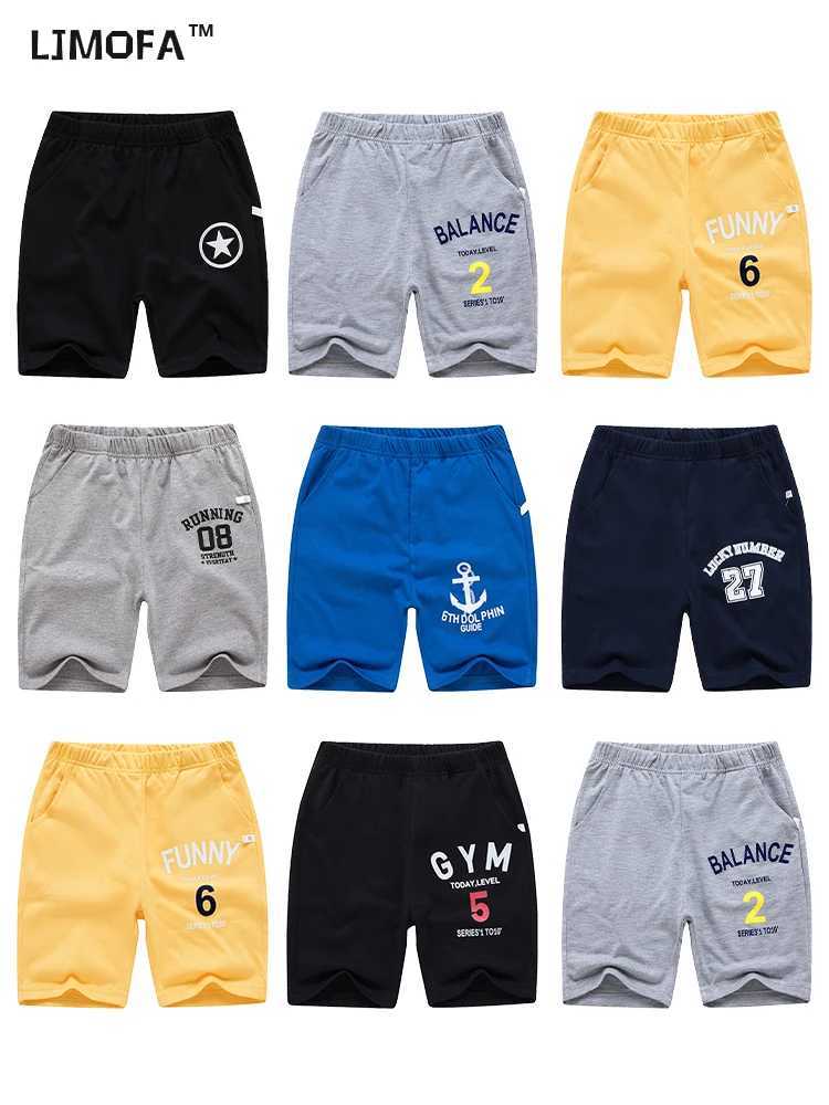 LJMOFA 5-12Y Childrens New Summer Cool Mens Casual Pants with Elastic Waist Fashionable and Comfortable Cotton Sports Shorts D303 W240813