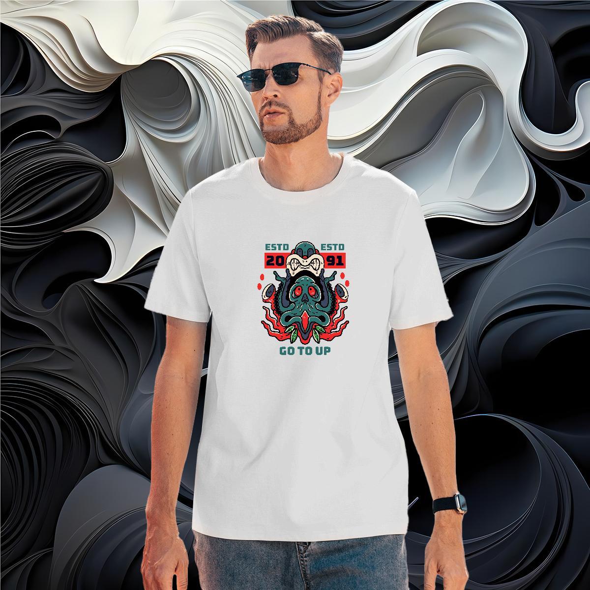 Wholesale Men T Shirts octopus Breathable Short Sleeve Beach Asian Size 100% Cotton 230g Mens Tshirts Fashion Designer Top Tees