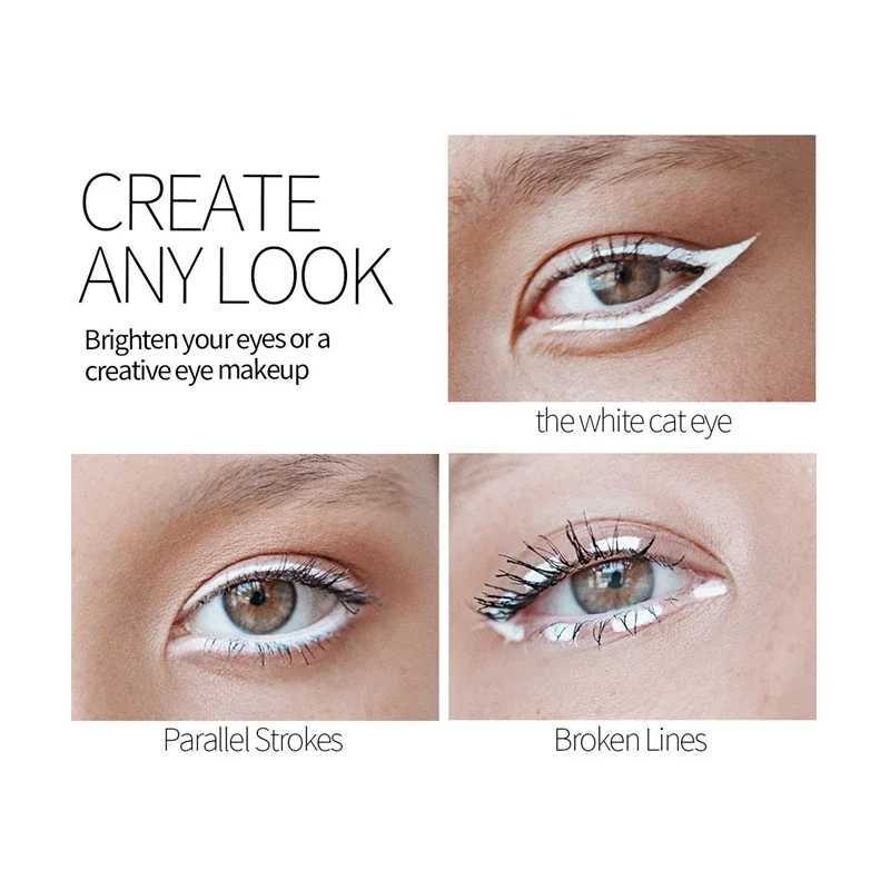 1/12pcs White Eyeliner Makeup Smooth Easy To Wear Lasting Eyes Brightener Waterproof Fashion Eyes Liner Pencils Eye Makeup Tool Y240813