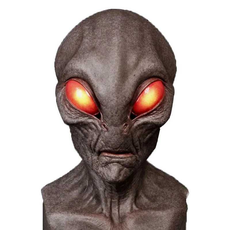 Latex Halloween Alien Mask Horrible Big Eyes UFO Full Face Scary Horror Alien Head Adult Masks Monster Party Cosplay Props Y240813