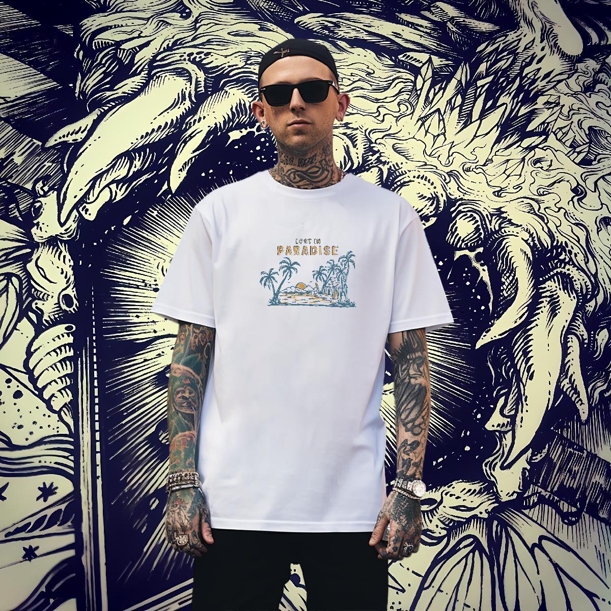 Comfortable Tshirts Street 230g Pure Cotton Black White Breathable Short Sleeve sea T shirt Stylist Clothings