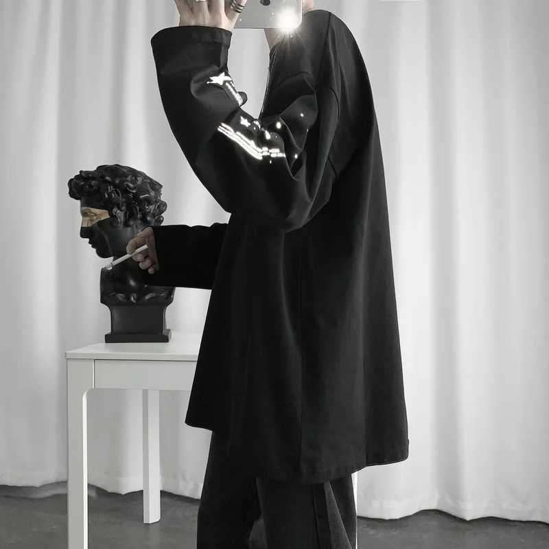 Plus Size S-3XL Long Sleeve T-shirts Men Loose Fall Design Print Harajuku Teens Fashion Casual Tees Chic Handsome Tops SimpleM240814