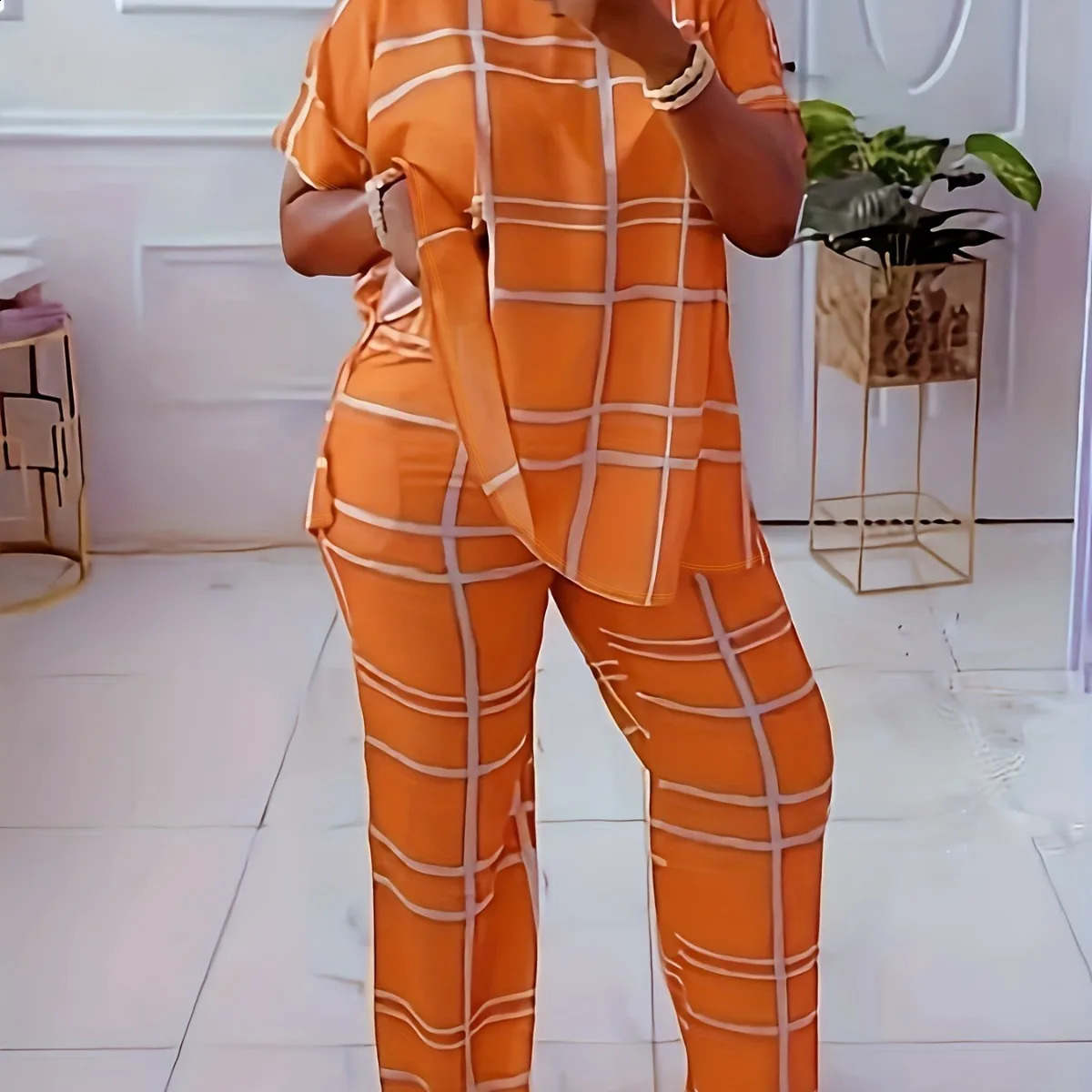 2 Piece Women Sets 2024 Arrival Spring Summer Matching Sets Stripe Print Two Pieces Sets Top Pants Suits Outfits Clothing 240813