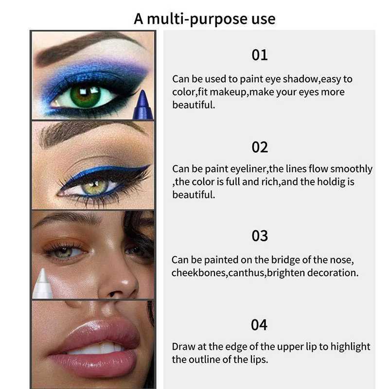 Long-lasting Eye Liner Pencil Pigment White Color Waterproof Eyeliner Black Eyebrow Pencil Women Cosmetics Makeup Tools 14 Color Y240813