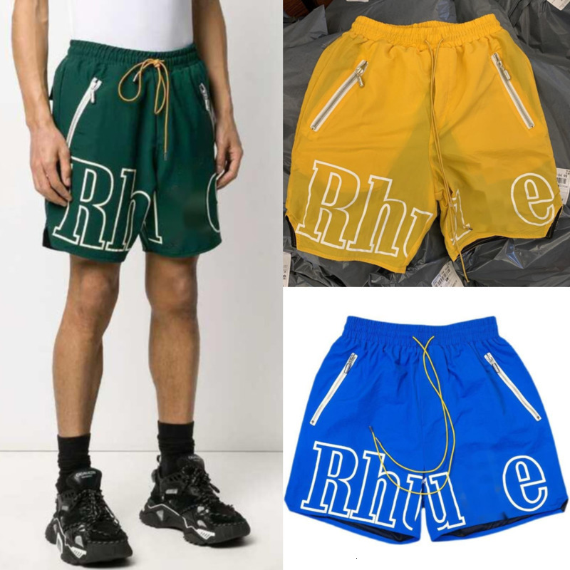 Designer Mens Shorts Casual Summer Pants Short Mesh Long Yellow Drawstring Hip Hop Streetwear Running Trousers Top Quality Men
