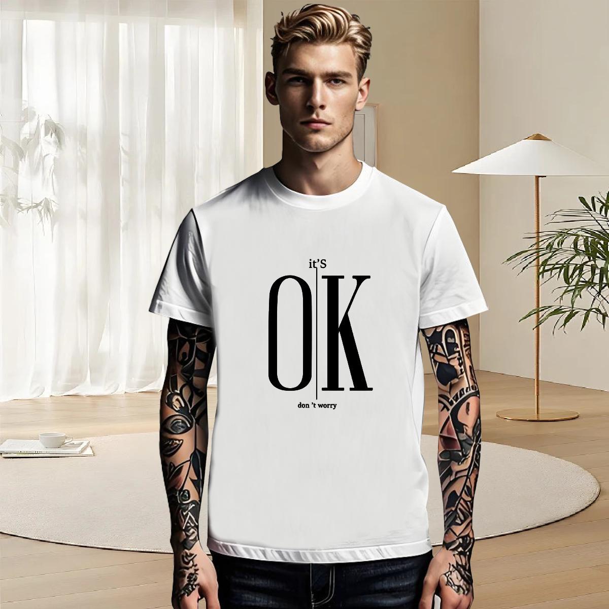 Loose Men Tshirts Street Casual 230g Pure Cotton Customized Crew Neck letter T Shirt For Man Fashion Designer Polos