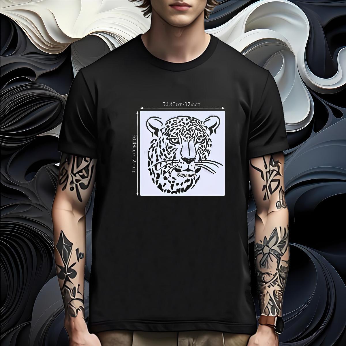 Classic Mens T Shirts leopard Short Sleeve Soft Casual Plus Size Cartoon 230g 100% Cotton Men Tops Tees New Designer Clothes