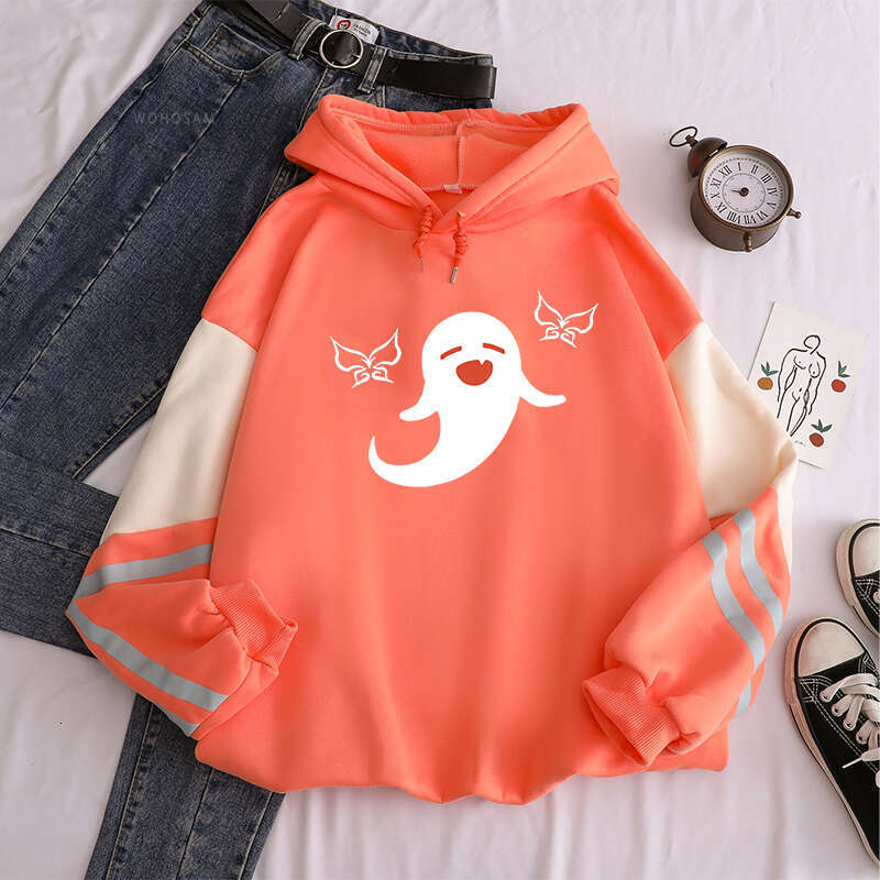 Game Harjauku Gneshin Impact Kawaii Hu Tao Hoodies Print Women Plus Size Aesthetic Sweatshirt Patchwork Sleeves Winter Pullover