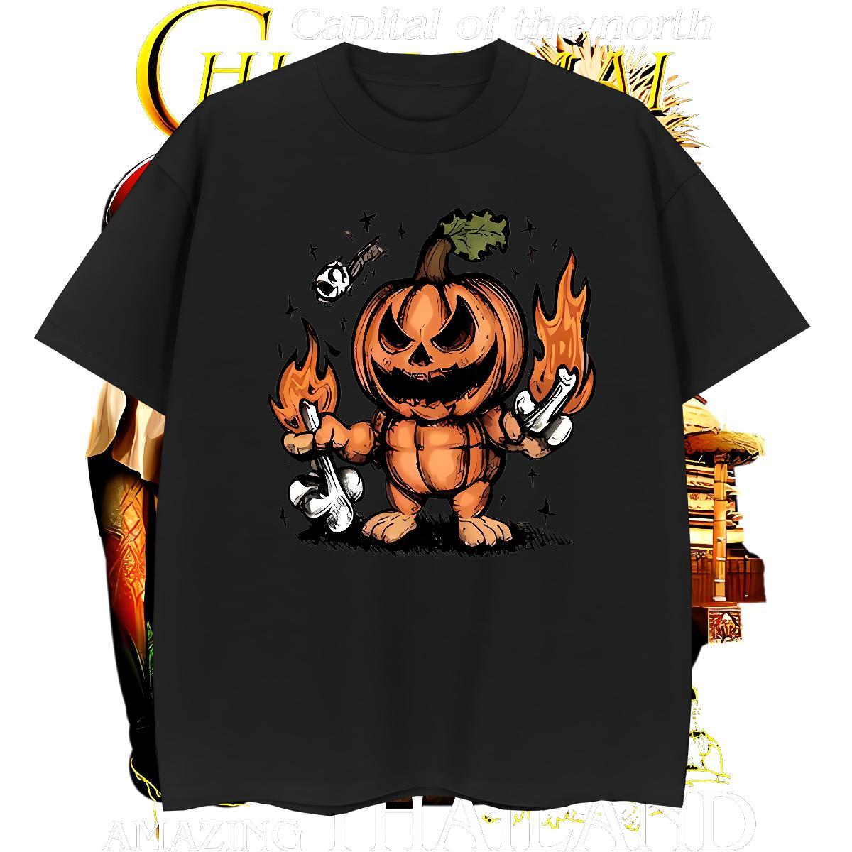 Comfortable Mens T Shirts halloween Breathable Short Sleeve Street Cartoon Print 230g 100% Cotton Mens Tshirts Factory Direct Polos
