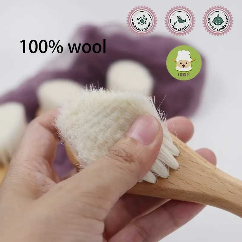 Product Description High quality natural wool beech wood comb baby brush W240813