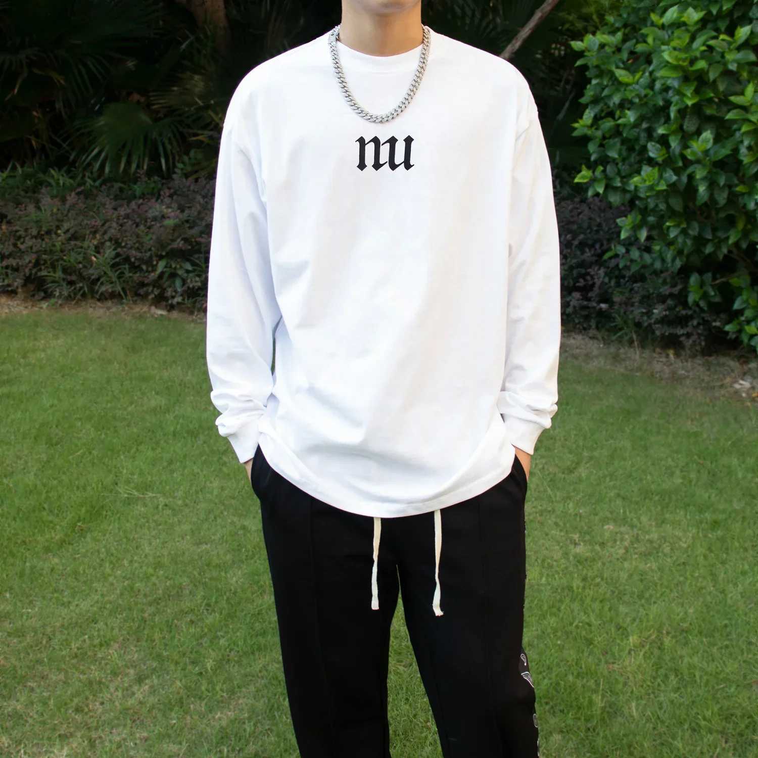 Unicolor Sweatshirts White Male T Shirts Plain Size S Tops for Men Casual Bulk Long Sleeve Pullover Polyester One Piece ClothesM240814