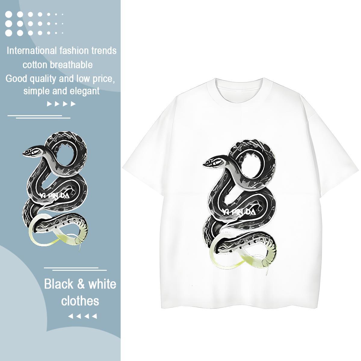 Soft T shirt snake Breathable Soft High Street Hip Hop Custom Printed 230g 100% Cotton Tshirt for Man Woman Designer Fashion Tshirts