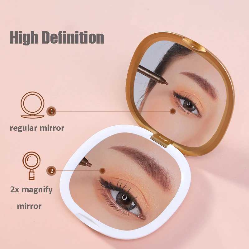 1 double-sided makeup mirror 2X portable folding handheld pocket makeup mirror for defecation suitable for travel and office compact models W240813