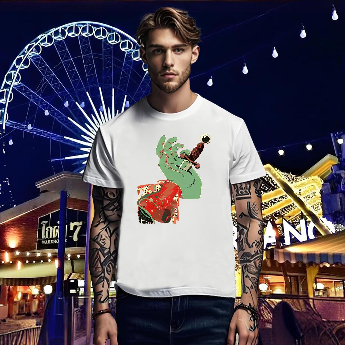 Man T Shirts 230g Cotton hand Sport Crew Neck Breathable Anime Men Tops Tees Classic Brand Top Tees