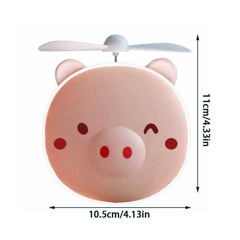Cute little pig makeup mirror with LED light handheld makeup mirror girl with small fan portable makeup mirror for travel high-definition mirror W2408