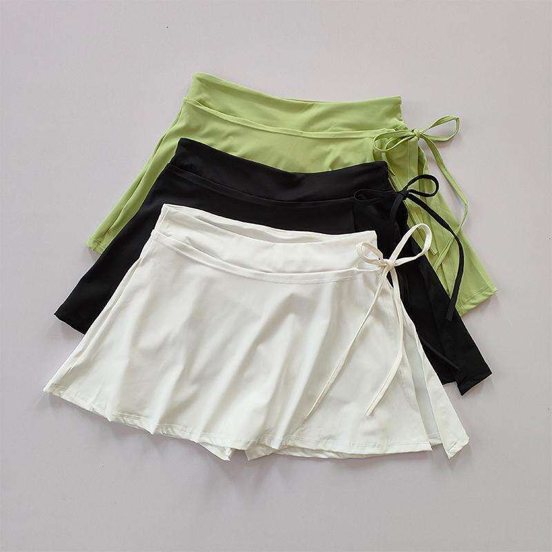 Sports HOUZHOU Tennis Women Quick Drying Pocket Side Split High Waist Elastic Lace-up Yoga Skirt Pants for Outwear Summer