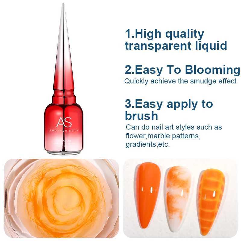 AS Clear Blooming Gel Polish 15ml UV LED Soak Off Nail Art Polish for Spreading Effect Marble Nail Polish Gel Paint VarnishM240814