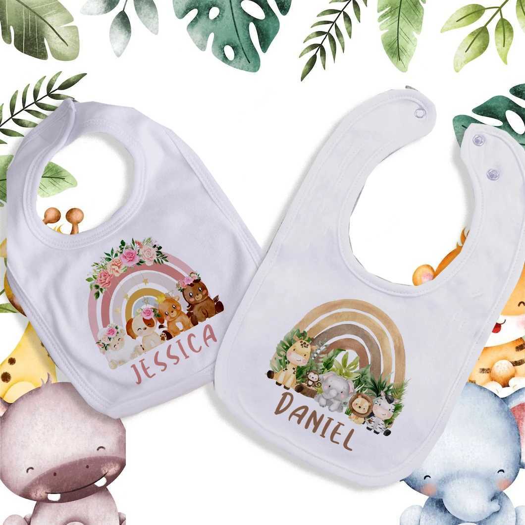 Bibs Burp Cloths Personalised Baby Bibs Custom Animal with Name Boys Girls Cotton Bib Newborn Saliva Towel newborn wild one Infant Shower GiftsL4812