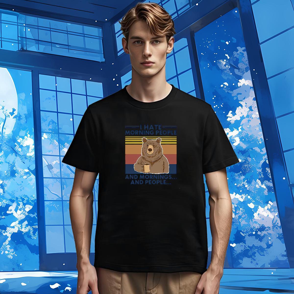 T shirt 230g Cotton bear Street Casual Short Sleeve Soft Custom Print Plus Size Couples T Shirts Classic Casual High Quality Tops Tees