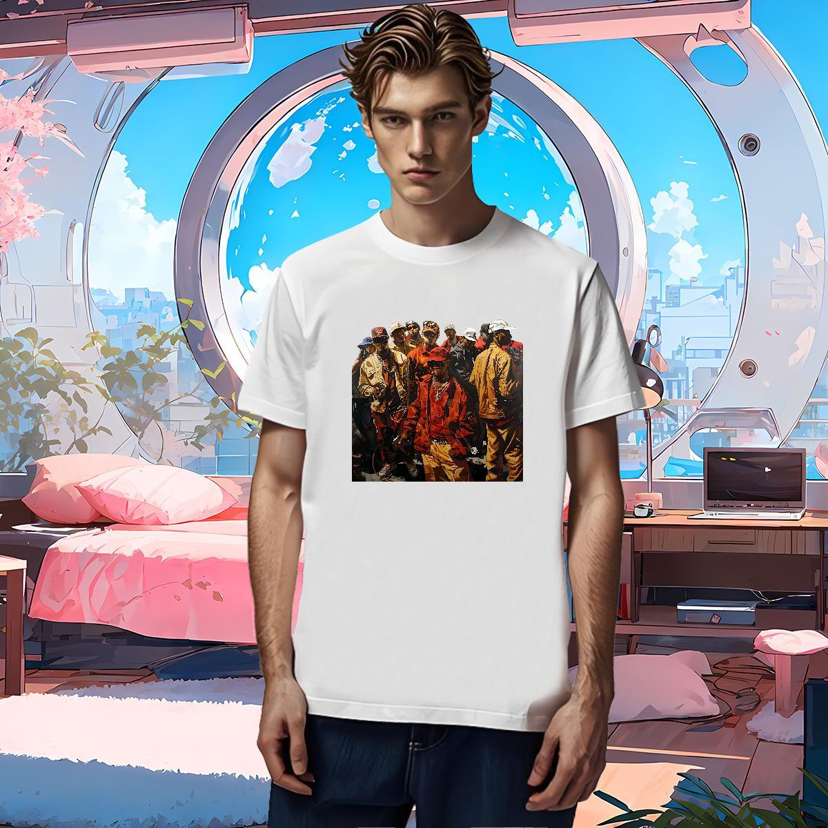Man T Shirts 230g Pure Cotton person Hip Hop Breathable Short Sleeve Anime Print Men Tees 2024 DIY Loose Wear