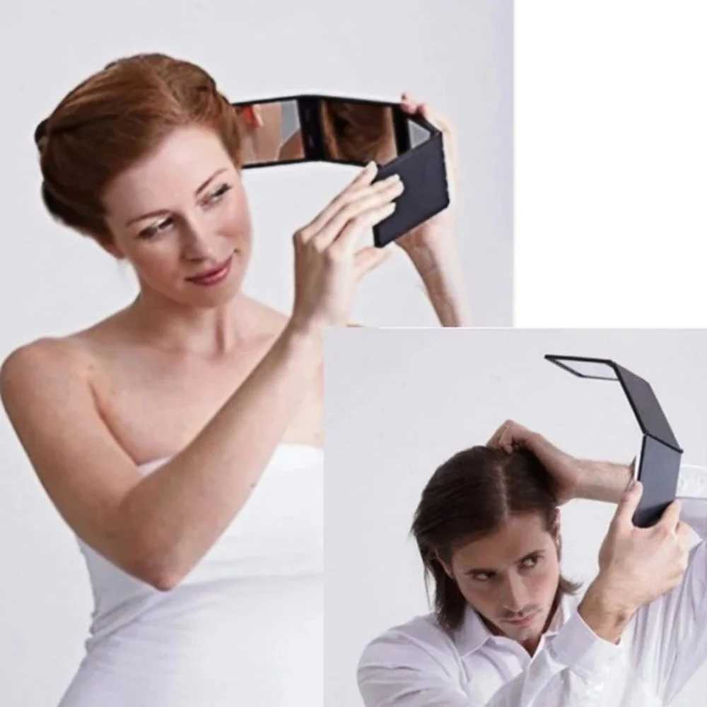 4-way extendable and adjustable mirror 360 degree no dead angle mini folding portable handheld self cutting mirror makeup tool W240813