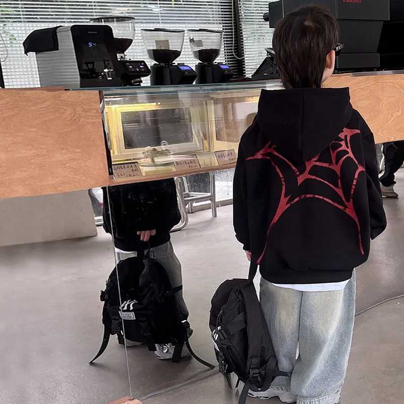 Children Boys Autumn Hoodies Cotton 3D Spider Printed Long Sleeve Baby Boys Sweatshirt Loose Handsome Toddler Teen Boys PulloverY240814
