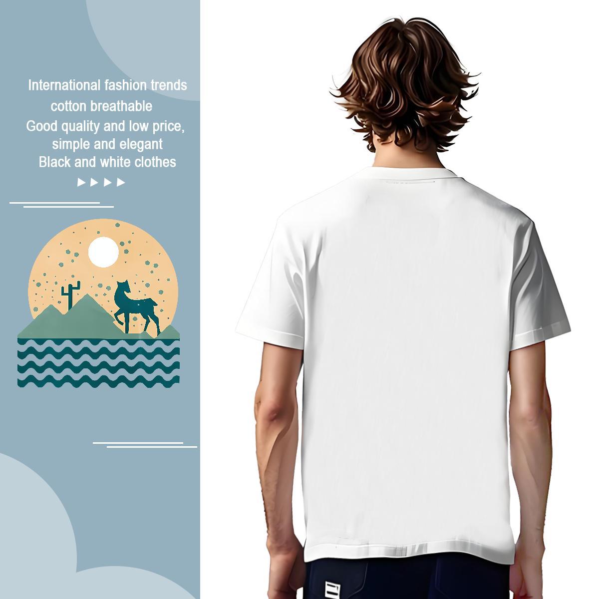 Popular T-Shirts for Men Deer Crew Neck High Street Hip Hop Customized 230g Pure Cotton Couples T Shirts Classic Casual Polos
