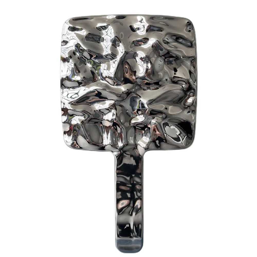 Electroplating Handheld Makeup Mirror HD Beauty Portable Round Hand Square Hand Small Makeup Mirror W240813