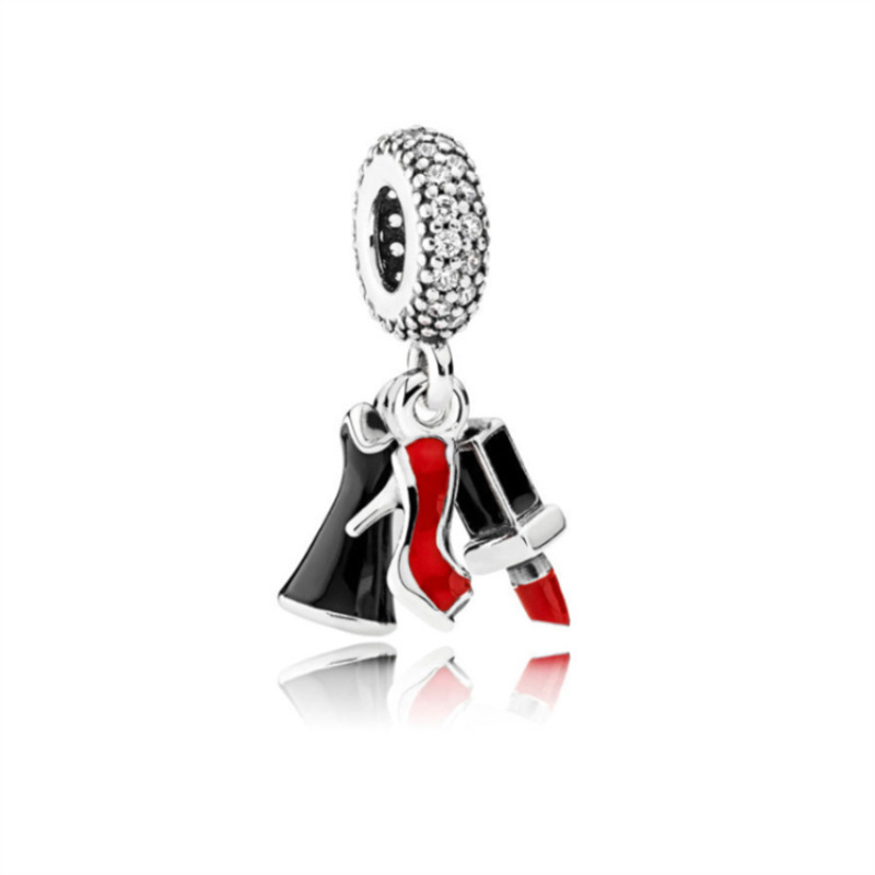 Tail Glass Halloween Pumpkin Lipstick Dangle Charms Silver S925 Snake For Bracelet Bangle DIY Jewelry 2024 New Collection