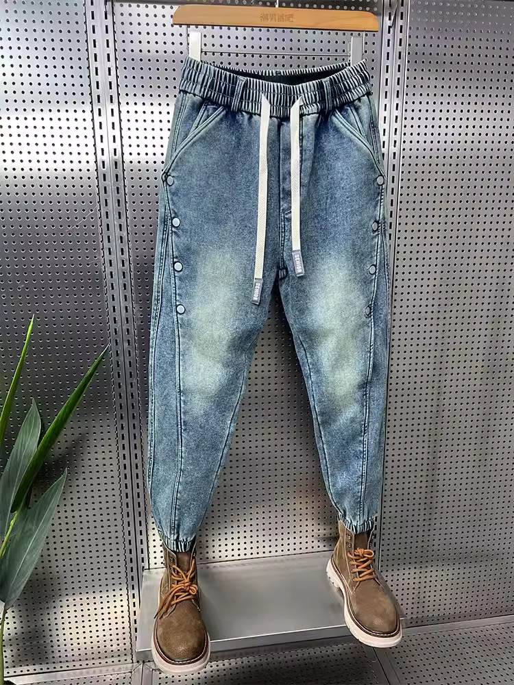 49 American summer jeans men's cropped versatile design trendy fashion slim casual pants