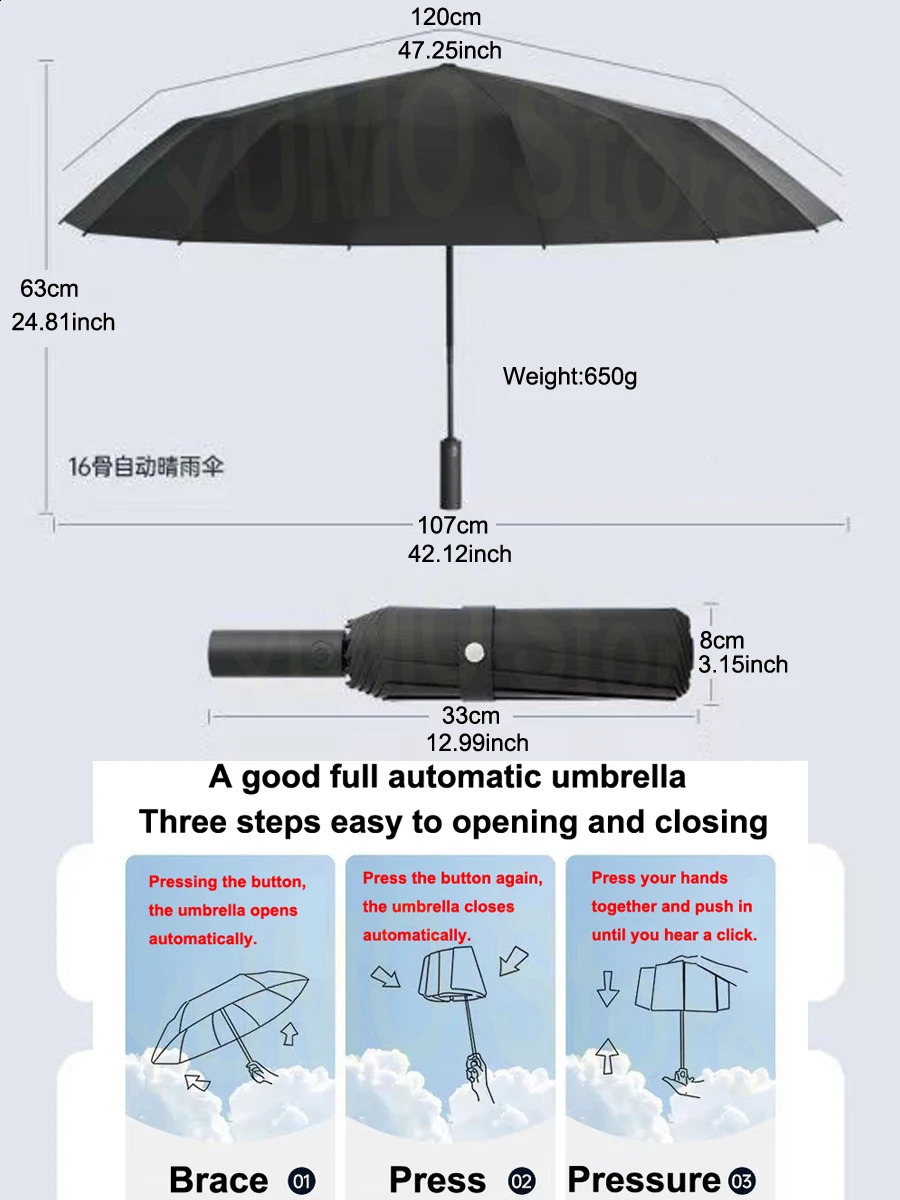 288 bone super windproof umbrella allweather largesized mens automatic business UV protection womens sunshade 240813