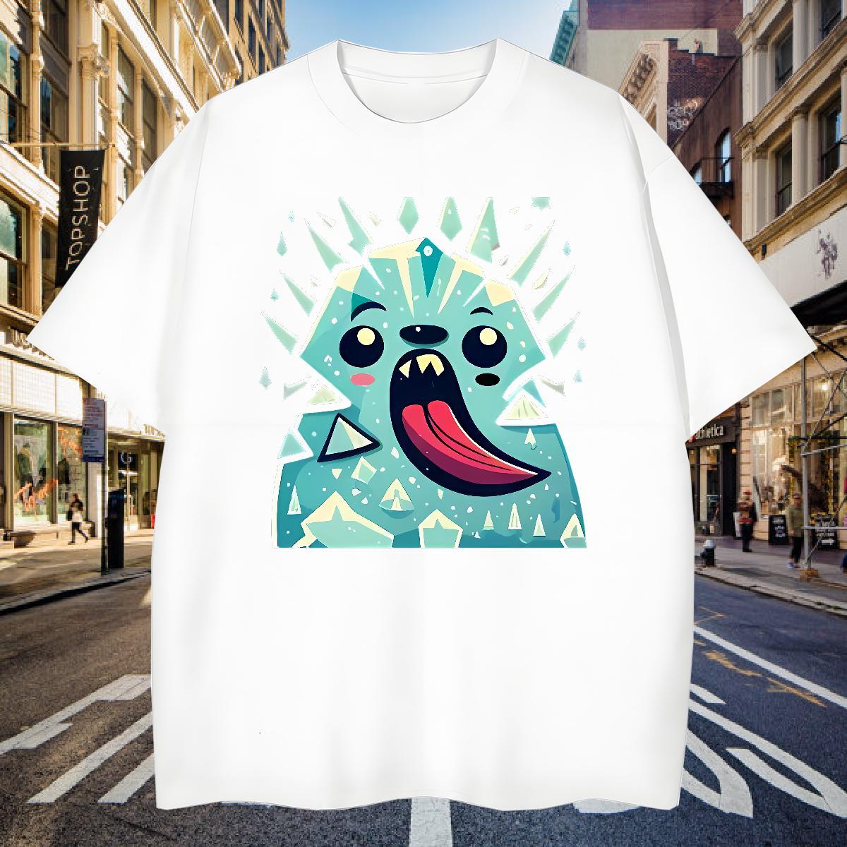 Mens T Shirts 100% Cotton 230g Little Monster Summer Casual O Neck Short Sleeves Cartoon Printing L-4XL Tshirts Stylist Comfortable Top Tees